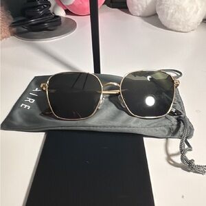 AIRE Gold and Black Square Sunglasses